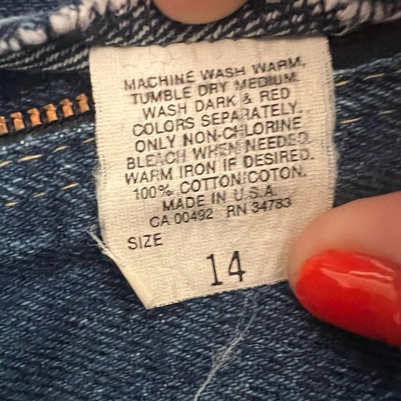 VINTAGE Lee Denim Midi Jean Skirt 1980s Size 14 Vtg 80s - Picture 8 of 10